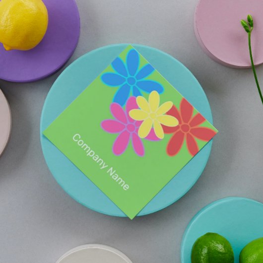 トレンディーモダンカラフル抽象芸術花桃色 スクエア名刺