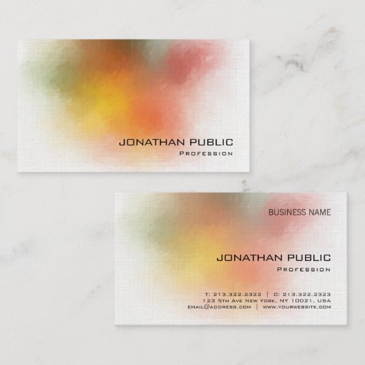 トレンディーモダンカラフル抽象芸術・アートワーク・プレミアム 名刺 (正面/裏面)