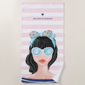 トレンディーモダンカリフォルニアビーチ美しいバベ ビーチタオル (正面)