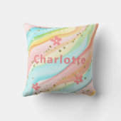 トレンディーモダンガーリーグリッターフローラパーソナライズされた クッション (裏面)