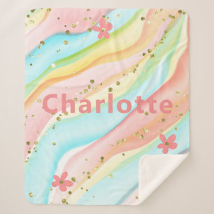 トレンディーモダンガーリーグリッターフローラパーソナライズされた シェルパブランケット