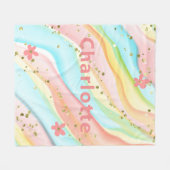 トレンディーモダンガーリーグリッターフローラパーソナライズされた フリースブランケット (正面(横))