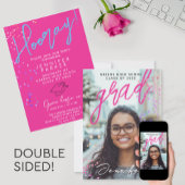 トレンディーモダンガールピンクスクールカレッジ卒業写真 案内状