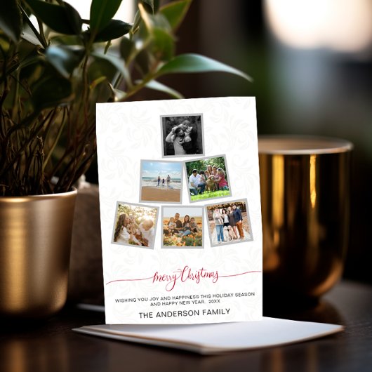 トレンディーモダンクリスマスのコラージュ写真の休日 招待状
