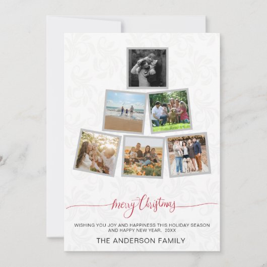 トレンディーモダンクリスマスのコラージュ写真の休日 招待状 (正面)