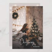 トレンディーモダンクリスマススモークダークカップルの写真 シーズンカード (正面/裏面)