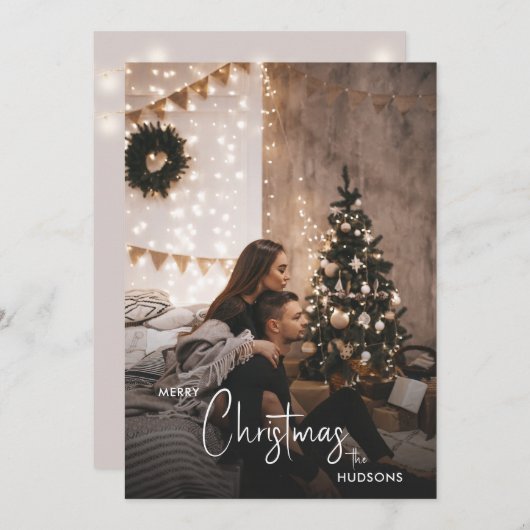 トレンディーモダンクリスマススモークダークカップルの写真 シーズンカード (正面/裏面)