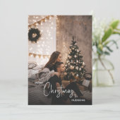 トレンディーモダンクリスマススモークダークカップルの写真 シーズンカード (スタンド正面)