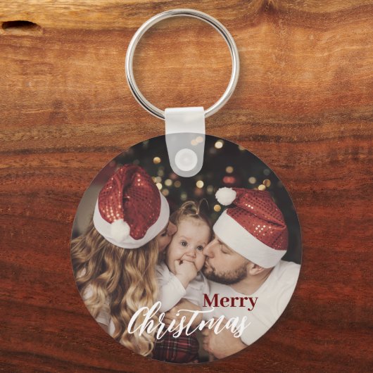 トレンディーモダンクリスマスダークダッキーの家族の写真 キーホルダー (正面)