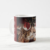 トレンディーモダンクリスマスダークダッキーの家族の写真 コーヒーマグカップ (正面左)