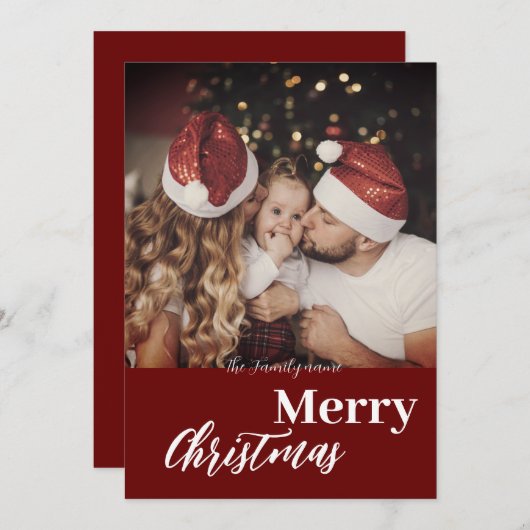 トレンディーモダンクリスマスダークダッキーの家族の写真 招待状 (正面/裏面)