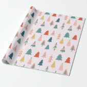 トレンディーモダンクリスマスツリーパターン ラッピングペーパー (アンロールド)