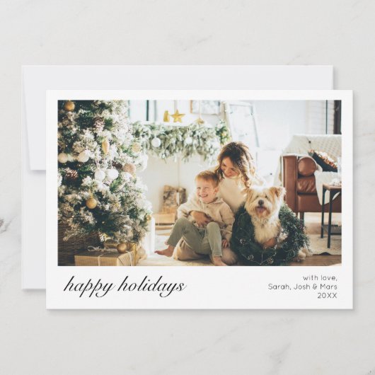 トレンディーモダンクリスマスフォトスクリプトファミリー シーズンカード (正面)