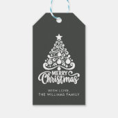 トレンディーモダンクリスマスフォレストグリーンホリデーフェイバー ギフトタグ (正面)