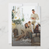 トレンディーモダンクリスマス家族の写真 シーズンカード (正面)