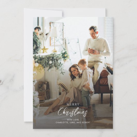 トレンディーモダンクリスマス家族の写真 シーズンカード (正面)