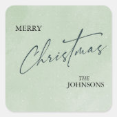 トレンディーモダンクリスマス | エレガント緑 スクエアシール (正面)