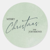 トレンディーモダンクリスマス | エレガント緑 ラウンドシール (正面)