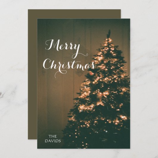 トレンディーモダンクリスマス、ダークな夕暮れ写真 シーズンカード (正面/裏面)