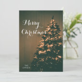 トレンディーモダンクリスマス、ダークな夕暮れ写真 シーズンカード (スタンド正面)