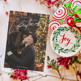 トレンディーモダンクリスマス | ロマンチックなカップルの写真 エンクロージャーカード