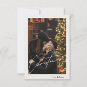 トレンディーモダンクリスマス | ロマンチックなカップルの写真 サンキューカード (正面)