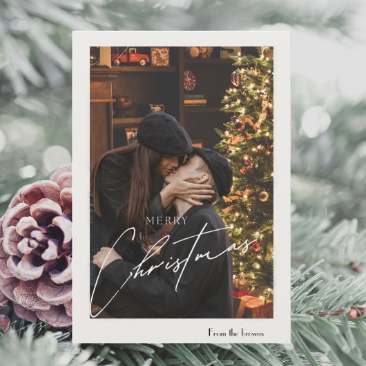トレンディーモダンクリスマス | ロマンチックなカップルの写真 サンキューカード
