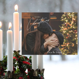 トレンディーモダンクリスマス | ロマンチックなカップルの写真 ポストカード