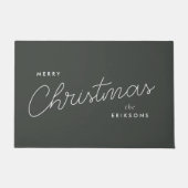 トレンディーモダンクリスマス |森の緑の濃い夕暮れ ドアマット (正面)