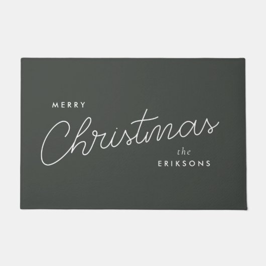 トレンディーモダンクリスマス |森の緑の濃い夕暮れ ドアマット (正面)