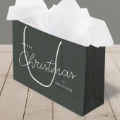 トレンディーモダンクリスマス |森の緑の濃い夕暮れ ラージペーパーバッグ