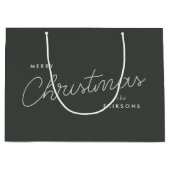 トレンディーモダンクリスマス |森の緑の濃い夕暮れ ラージペーパーバッグ (正面)