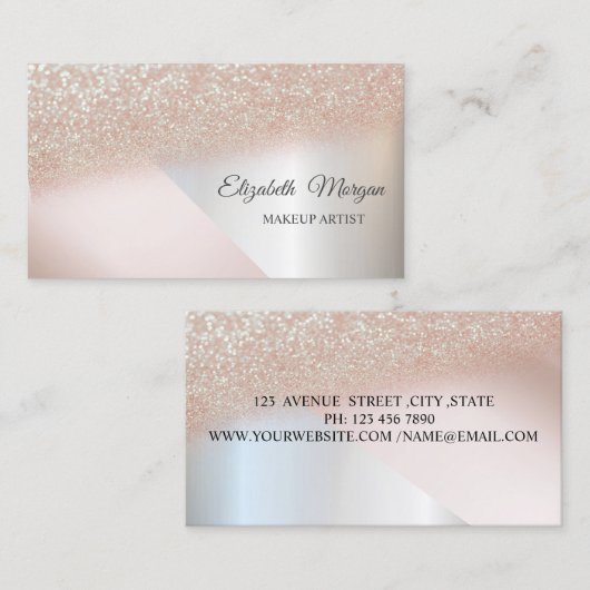 トレンディーモダングリッター、メイクアップアーティスト 名刺 (正面/裏面)