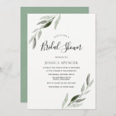 トレンディーモダングリーンリーフブライダルシャワー招待状 招待状 (正面/裏面)