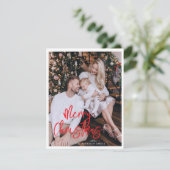 トレンディーモダングリーンレッドクリスマスファミリー写真 シーズンカード (スタンド正面)