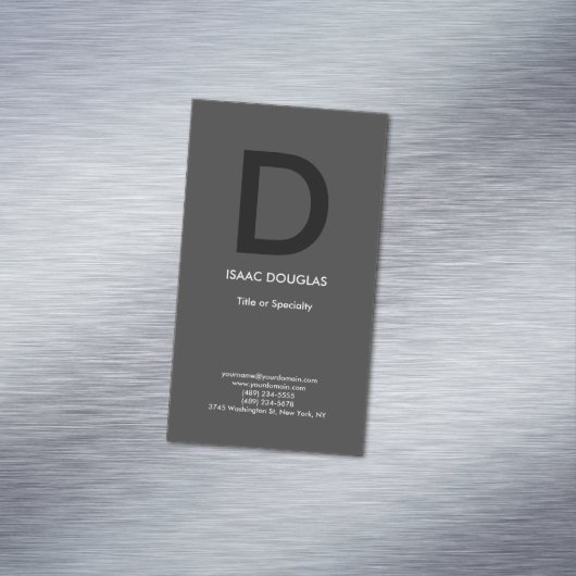 トレンディーモダングレイ黒モノグラはっきりしたム マグネット名刺 (インサイチュ)