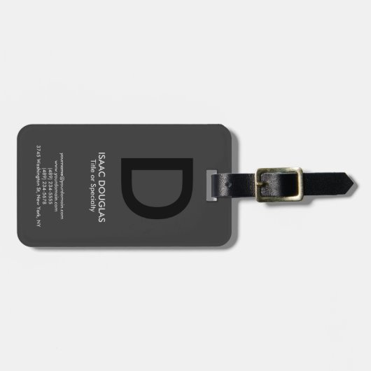 トレンディーモダングレイ黒モノグラはっきりしたム ラゲッジタグ (正面横)