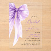 トレンディーモダンコケットパープルボウブライダルシャワー アクリル招待状 (正面)