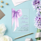 トレンディーモダンコケットパープルボウブライダルシャワー アクリル招待状 (インサイチュ (ウェディング))