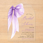 トレンディーモダンコケットパープルボウブライダルシャワー アクリル招待状 (正面)