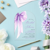 トレンディーモダンコケットパープルボウブライダルシャワー アクリル招待状 (インサイチュ (ウェディング))
