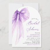トレンディーモダンコケットパープルボウブライダルシャワー 招待状 (正面)
