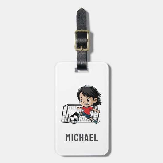 トレンディーモダンサッカーボールサッカーパーソナライズされた ラゲッジタグ (正面縦)