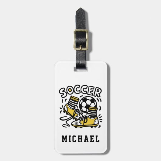 トレンディーモダンサッカーボールサッカーパーソナライズされた ラゲッジタグ (正面縦)