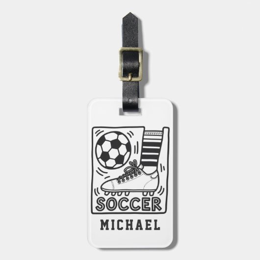 トレンディーモダンサッカーボールサッカーパーソナライズされた ラゲッジタグ (正面縦)