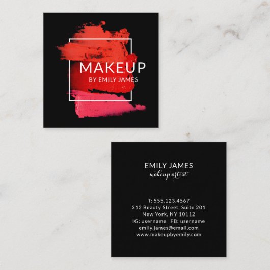 トレンディーモダンシックメイクアップアーティストプロフェッショナル スクエア名刺 (正面/裏面)
