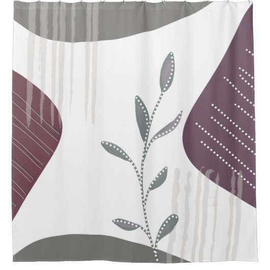 トレンディーモダンシック抽象芸術植物学 シャワーカーテン (正面)