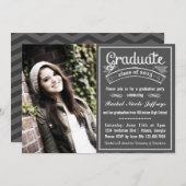 トレンディーモダンシャルボードタイポグラフィ卒業 招待状 (正面/裏面)