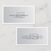 トレンディーモダンシルバールックスタイリッシュモノグラムプレーン 名刺 (正面/裏面)