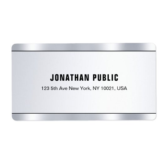 トレンディーモダンシルバールック洗練された出荷 ラベル (正面)